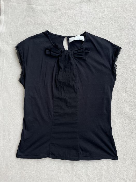 Czarna elegancka koszulka z kokardką L Zara