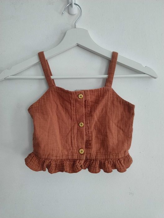 H&M bluzka na ramiączkach zapinana falbanka 116