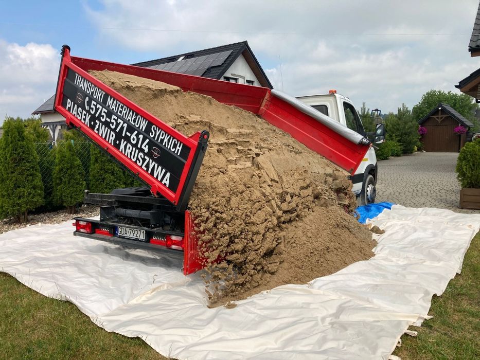 Piasek żwir podsypka czarnoziem keramzyt otoczak kamienie pospółka bus