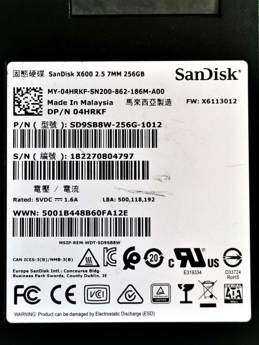 SSD 256GB SanDisk x600