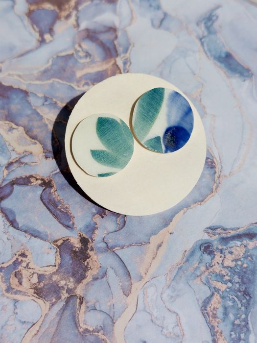 Roślinne wibracje kolczyki ceramiczne handmade
