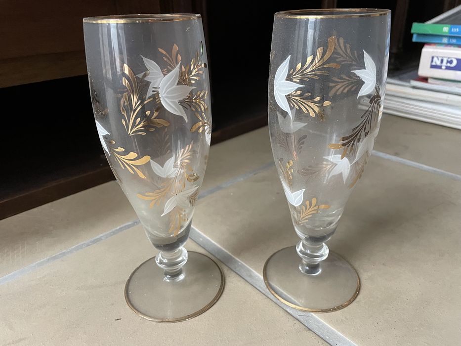 Copos Altos de Vidro Pintado