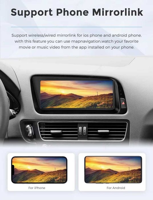 Apple CarPlay Android Auto Linux Radio Multimedialne FM RDS Bluetooth Nawigacja Yanosik AUX Google Maps Audi Q5 8R