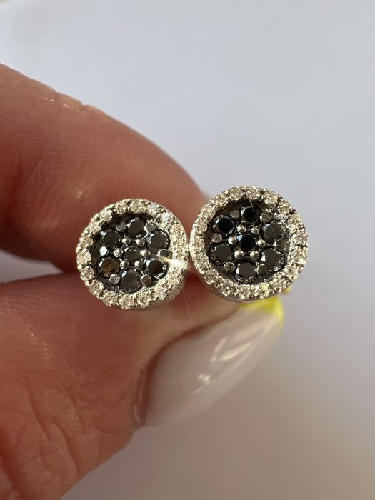 Золотые серьги пусеты с бриллиантами 0,31ct белое золото 585 проба золоті сережки з діамантами