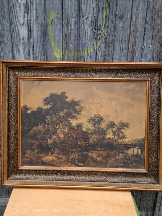 Hobbema Młyn Wodny reprodukcja  prl