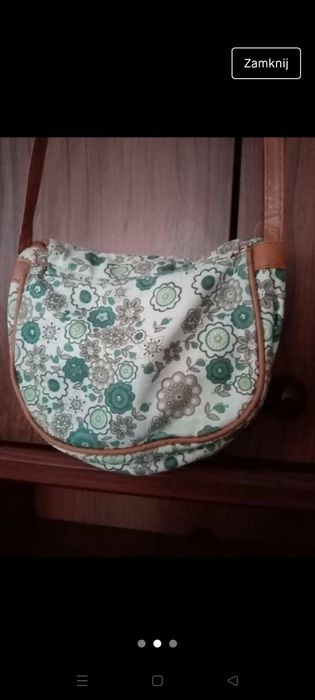 Torebka, saszetka, materiałowa torebka, pasek, kwiaty,