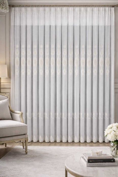 Готовий тюль із вишивкою