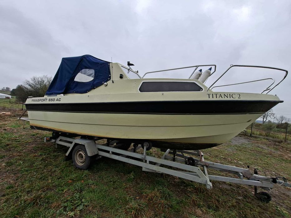 łódka łódź kabinowa 650cm dl laminat oryginalny bimini