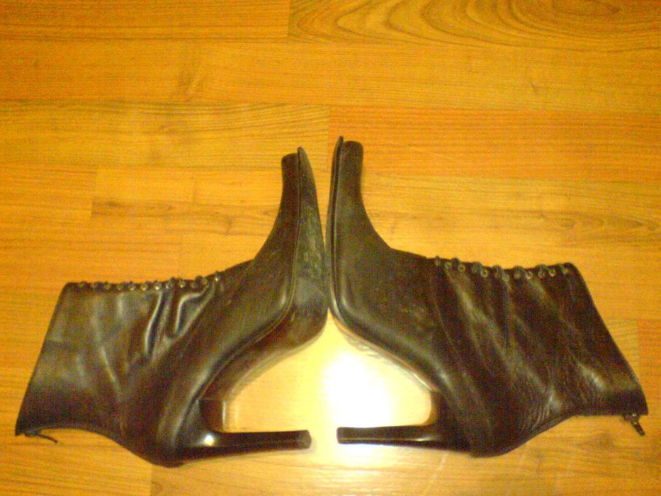 Buty Botki Szpilki Skóra Czarne rozm 41 obcas prawieNOWE NIEUŻYW OPAKO
