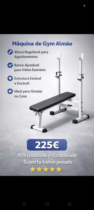 Banco pesos ginásio 225€. Oportunidades