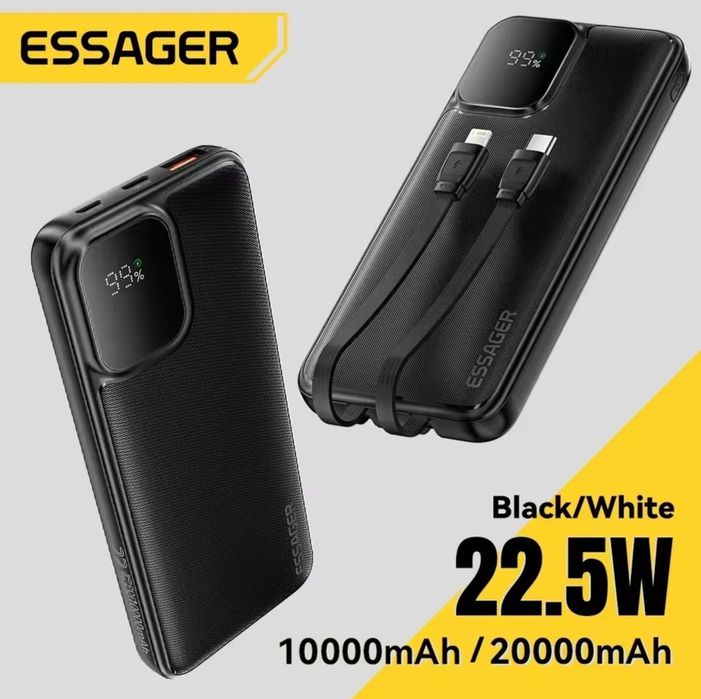 Повер банк. Power bank Essager 20000mAh.  Быстрая зарядка. Швидке заря