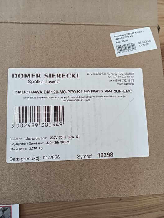 Sprzedam nową dmuchawe do pieca domer.