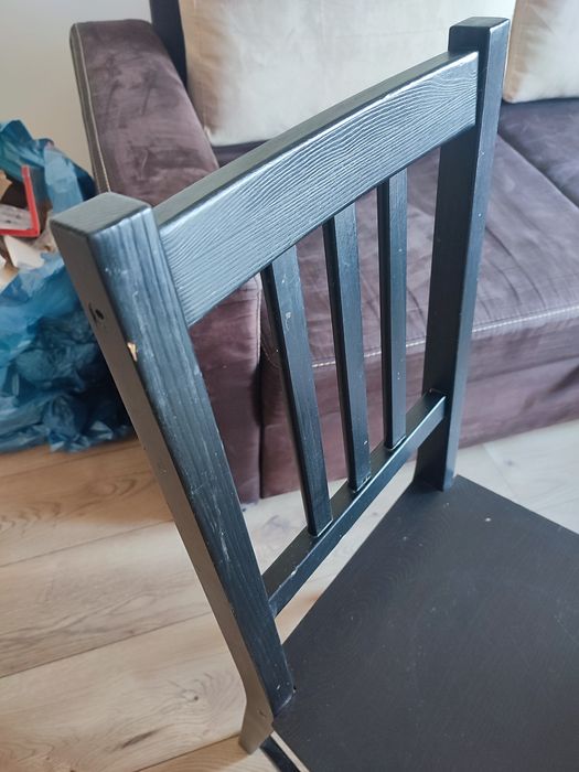 Zestaw stół okrągły czarny + 2 krzesła IKEA