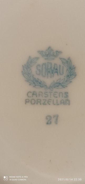 Porcelana SORAU CARSTENS Garnitur Żary Dzbanek Cukiernica Mlecznik