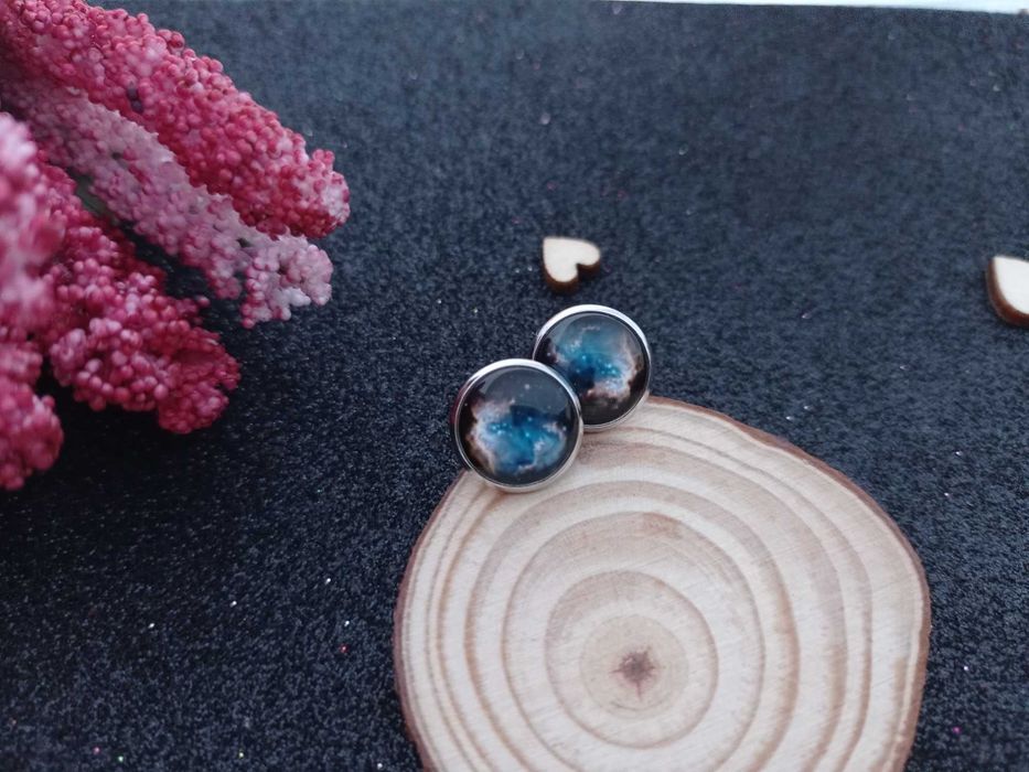 Серьги космос Небула, сережки планета, новые, на подарок, цена за пару