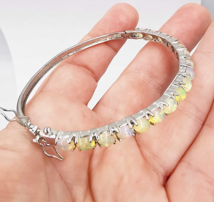 bransoletka bangle srebro 925 opale 9,85 g certyfikat