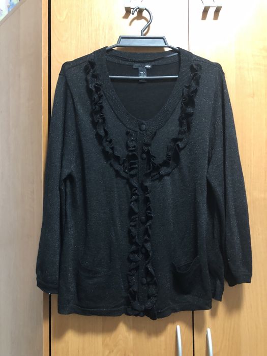 Sweter damski czarny rękaw 3/4