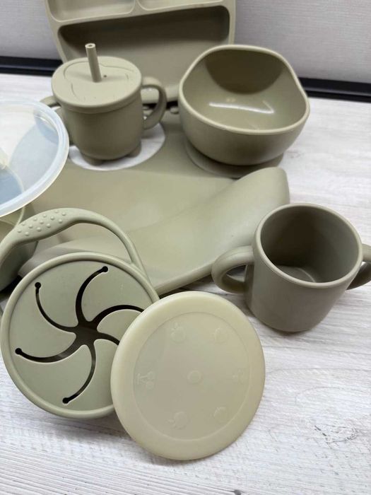 Набір дитячого силіконового ЕКО посуду на присосках, для прикорму