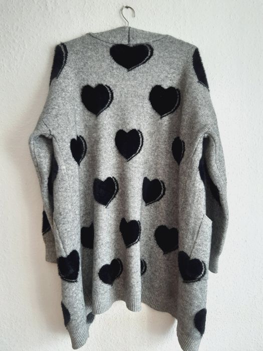 Vinceotto Alpaka Nowy długi szary kardigan gruby ciepły sweter plaszcz