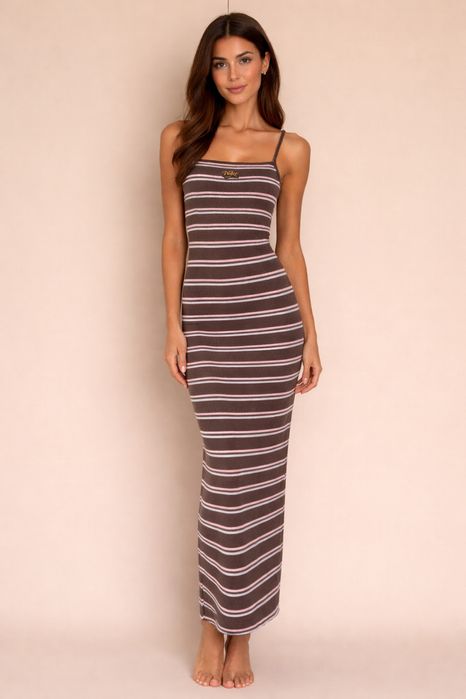 Sukienka maxi prażkowana XS Nike dopasowana sportowa elegancka Vintage