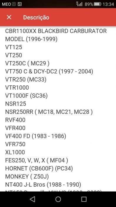 Retificador corrente Honda / Ficha