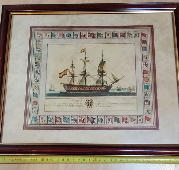 Gravura antiga de barco espanhol