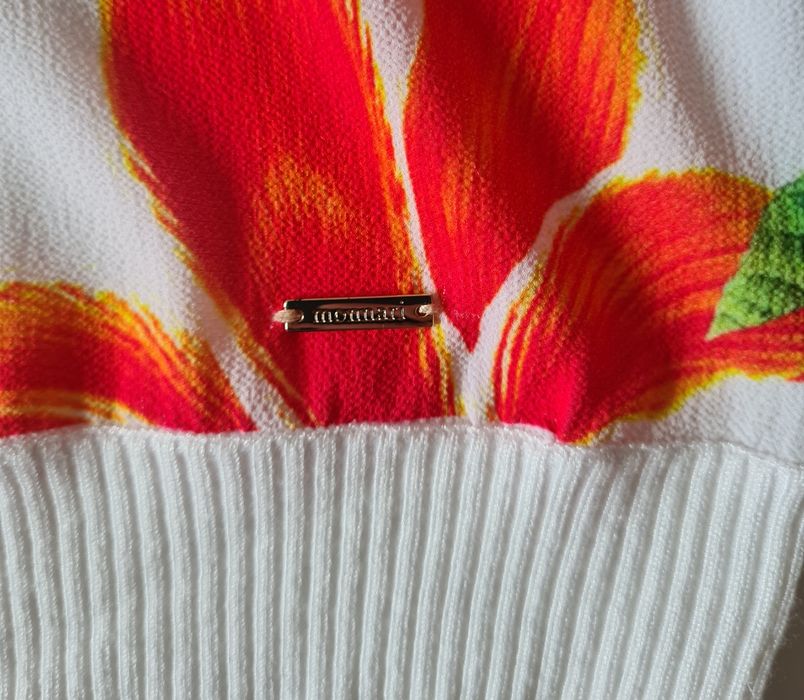 Sweter monnari biały 38 kwiaty tropiki