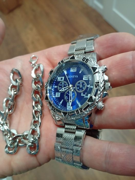 Rewelacyjny zegarek męski marki GENEVA+bransoleta!