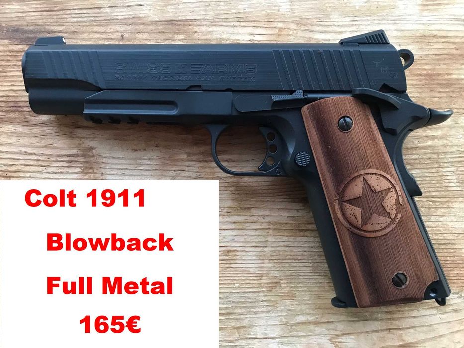 Pistola Pressão de AR(CO2)  + SwissArms Colt 1911 Blowback 4.5mm METAL