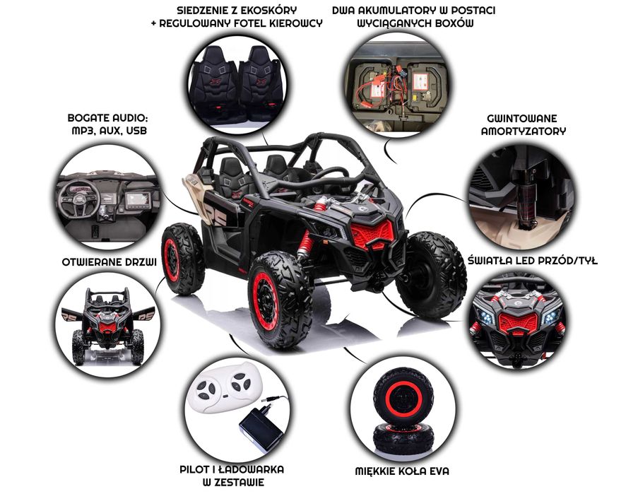 BUGGY CAN-AM Maverick 4x4 + powiększony akumulator AUTKO dwuosobowe