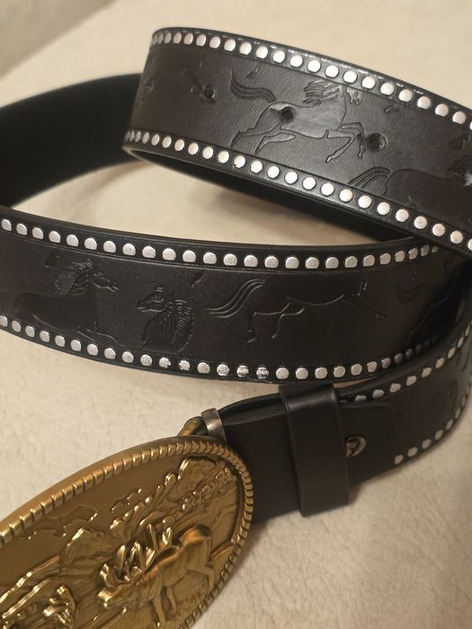 Pasek skórzany JELENIE BYKI. Czarny. Nowy.