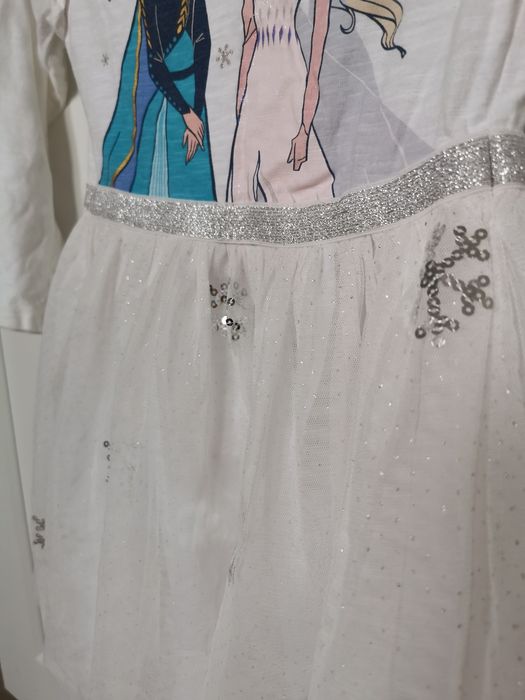 Sukienka Disney Frozen 116cm 122cm Kraina lodu cekiny brokat piękna