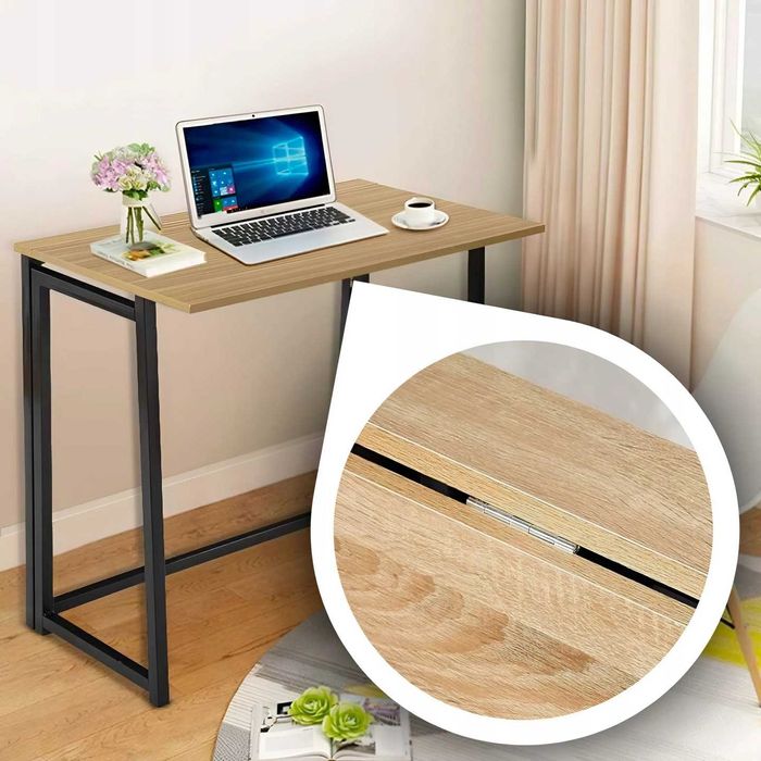 biurko do pokoju składane brązowe nowoczesne komputerowe uniwersalne