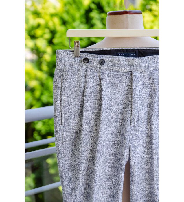 Lekkie dandysie spodnie Asos r50, bawełna, zakładki, przedłużony pas, wysoki stan