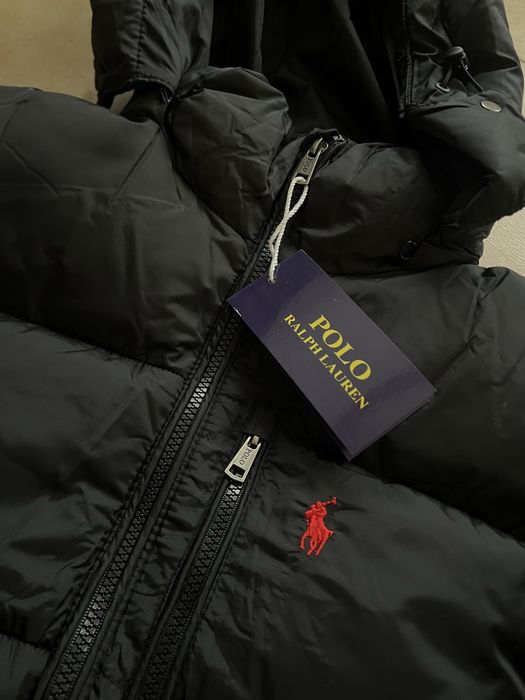 Puffer Casaco Polo Ralph Lauren preto e vermelho