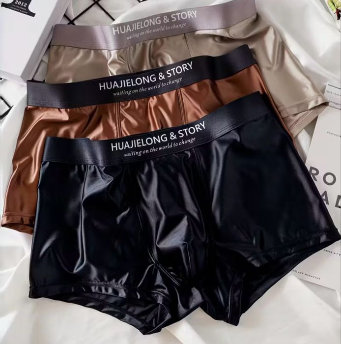Bokserki nowe lux 3 pary błyszczacy materiał