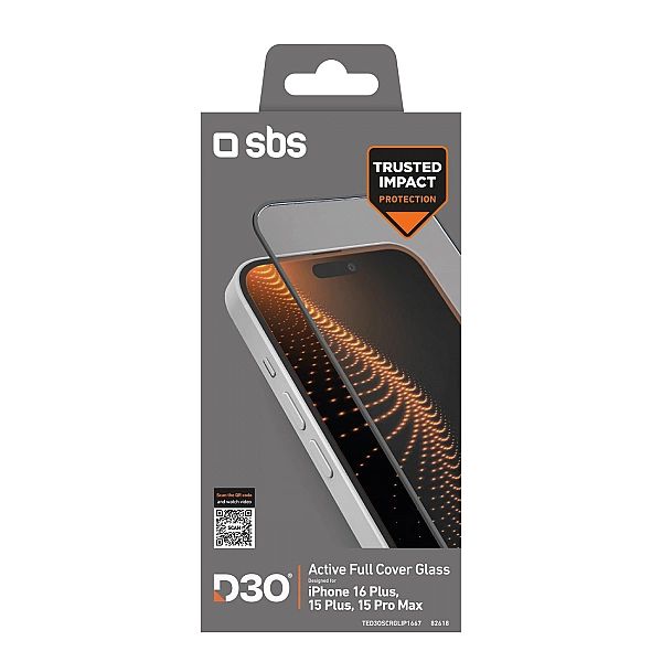 Szkło hartowane SBS Tempered Glass D3O z ramką do iPhone 16 Plus / iPh