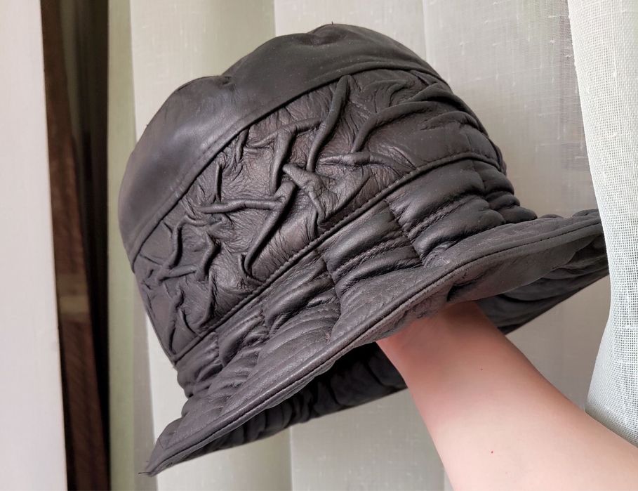 Капелюх-панама шкіряна жіноча осінь зима