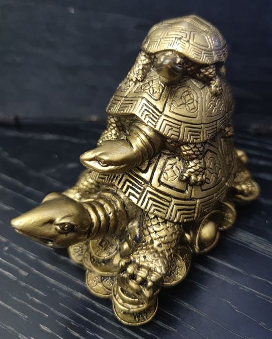 Escultura Feng Shui – 3 Tartarugas da Prosperidade | Excelente estado