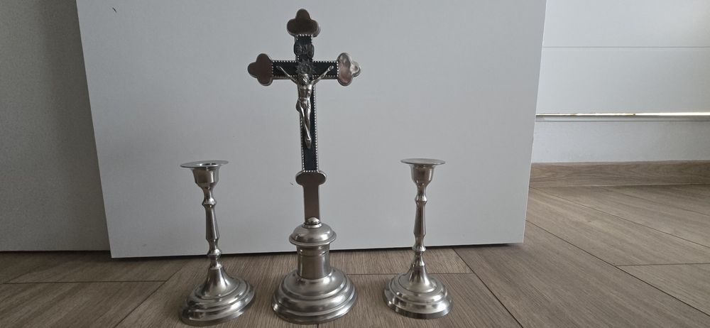 Zestaw kolędowy, krzyż, lichtarz