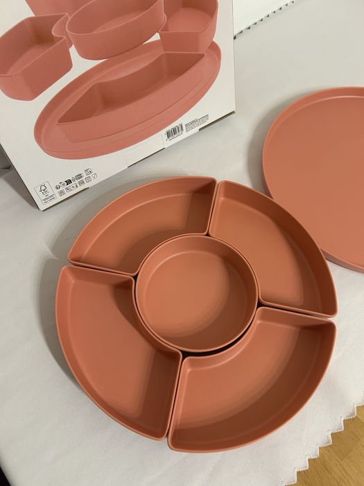 Patera do serowania koralowa  Melamine taca + miseczki nr.8584