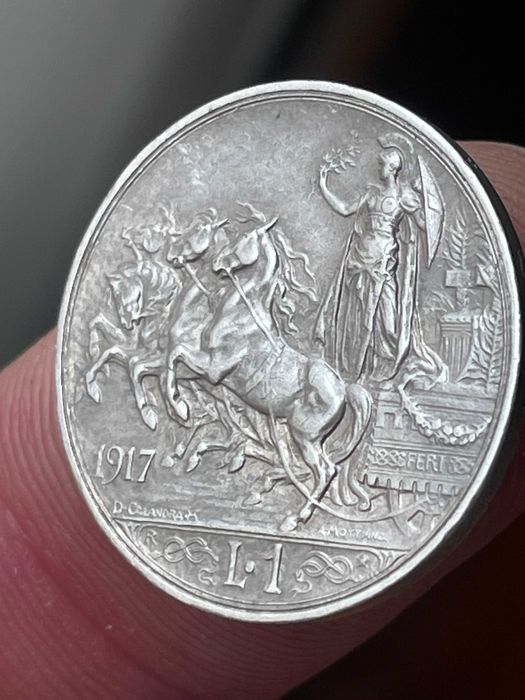 moeda em prata 1 L 1917 Italia