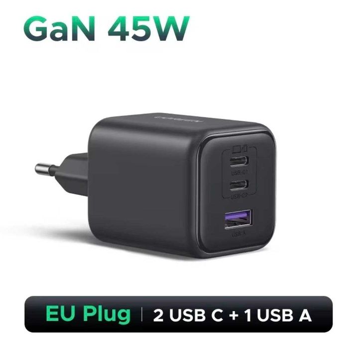 Зарядний пристрій UGREEN 45W X527 GaN Блок 3 порти PD QC Вт