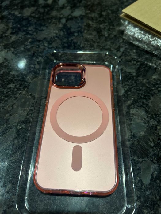 Różowy magnetyczny case iPhone 12/13 mini plus szybka - nowe!