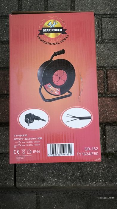 Przedłużacz rolka 50 m Miedziany 3x2,5 mm
