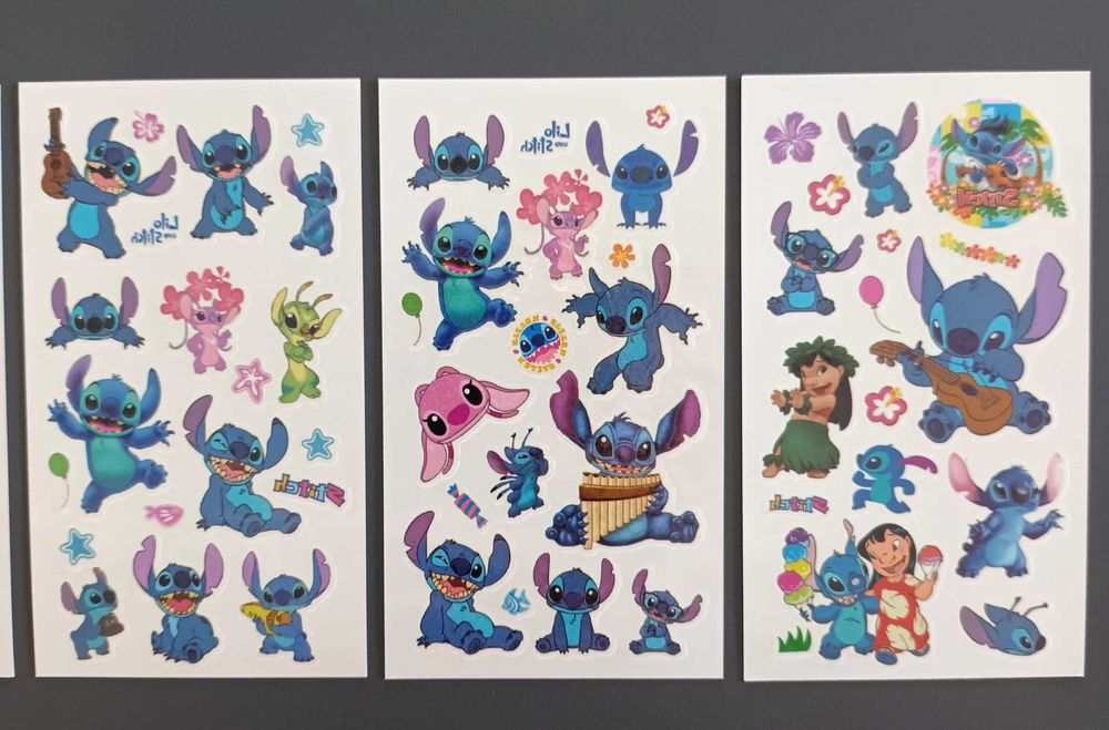 Tatuaże zmywalne STITCH fluoroscencyjne 5 arkuszy!