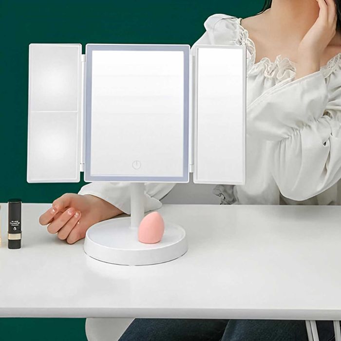 Lusterko kosmetyczne LED 3 panele 2x/3x USB-C podświetlane