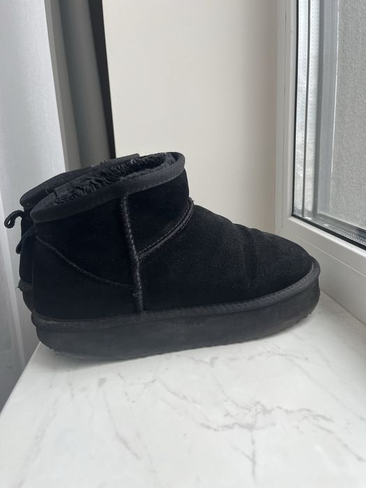 Угги чорні трендові на платформі