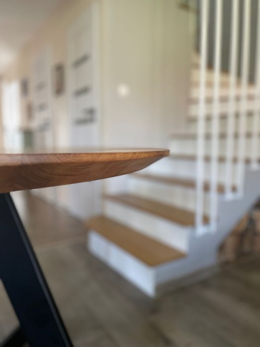Okrągły stół dębowy i stolik kawowy dębowy, LOFT