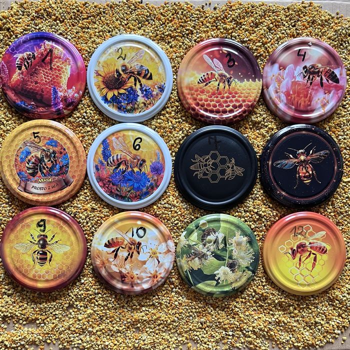wieczka FI82, nakretki sloik sloiki miod motyw pszczeli nowe